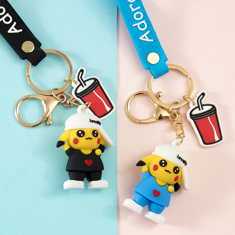 Creative cartoon baseball cap plastic car key chain Holiday gift Student bag Hanging Ornament Claw machine gift