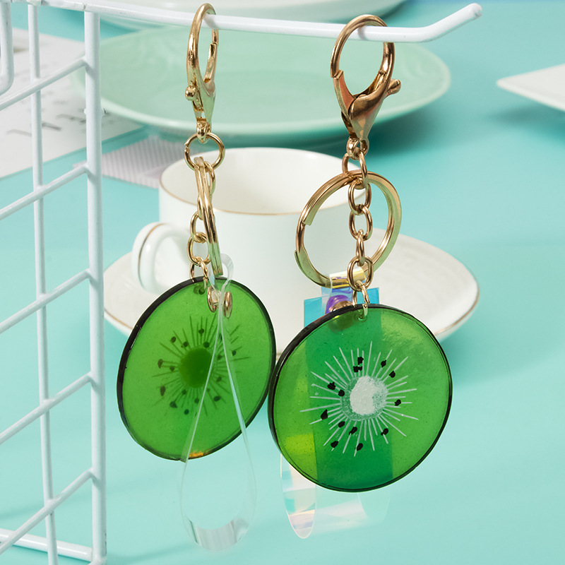 Korean cartoon lovely fruit dragon fruit watermelon kiwi fruit key chain pineapple orange key ring bag pendant