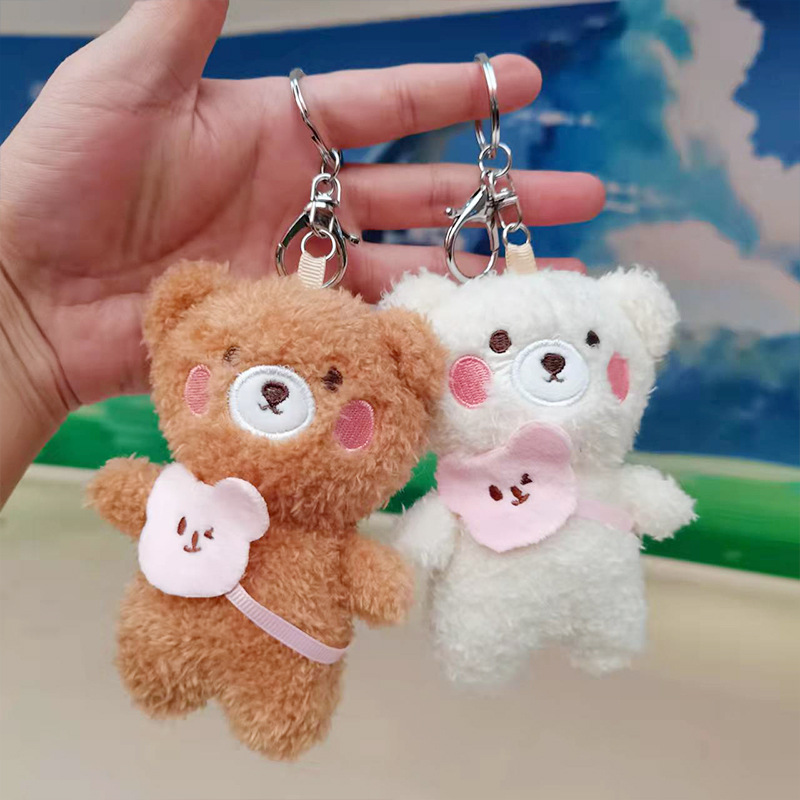 Cheeks red bear plush pendant cartoon doll doll key chain bag pendant claw machine doll plush toy