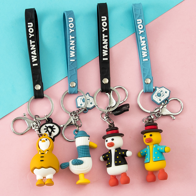New netred raincoat duck key chain lovely oil duck key chain personality creative small gift bag pendant