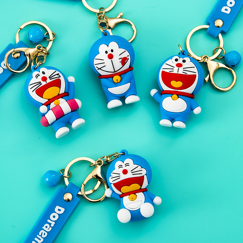 Cartoon blue Fat man car key chain schoolbag doll silicone key pendant pendant in bag S key chain