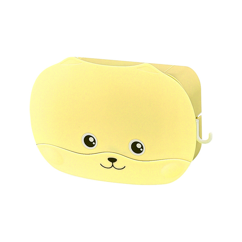 Soap box wall-mounted draining rack, no need for drilling, no water accumulation, cartoon cute flip cover for soap box storage Item Picture