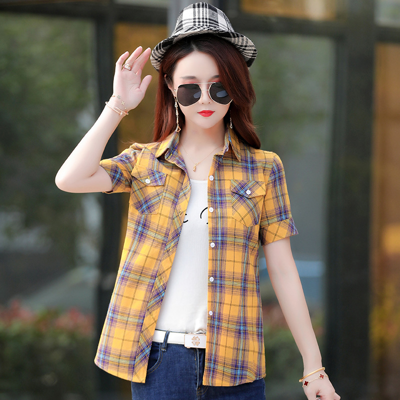 Summer new women's short-sleeved shirt, fashionable tidal slimming women's thin half-sleeved top, one-piece consignment Specification image