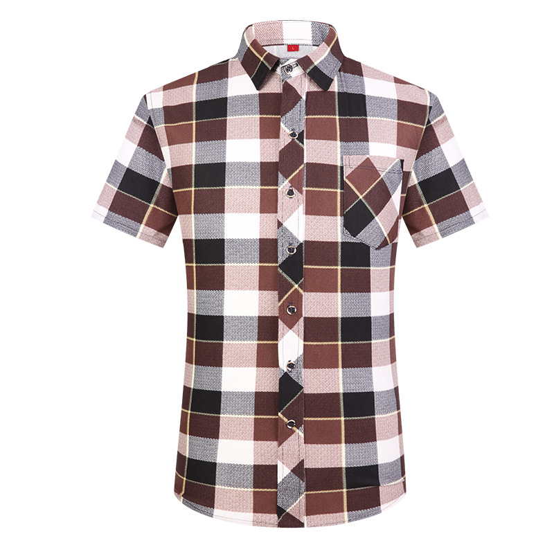 Summer new men's short-sleeved shirt, business, casual, fashionable and versatile, half-sleeved checked shirt for men Item Picture
