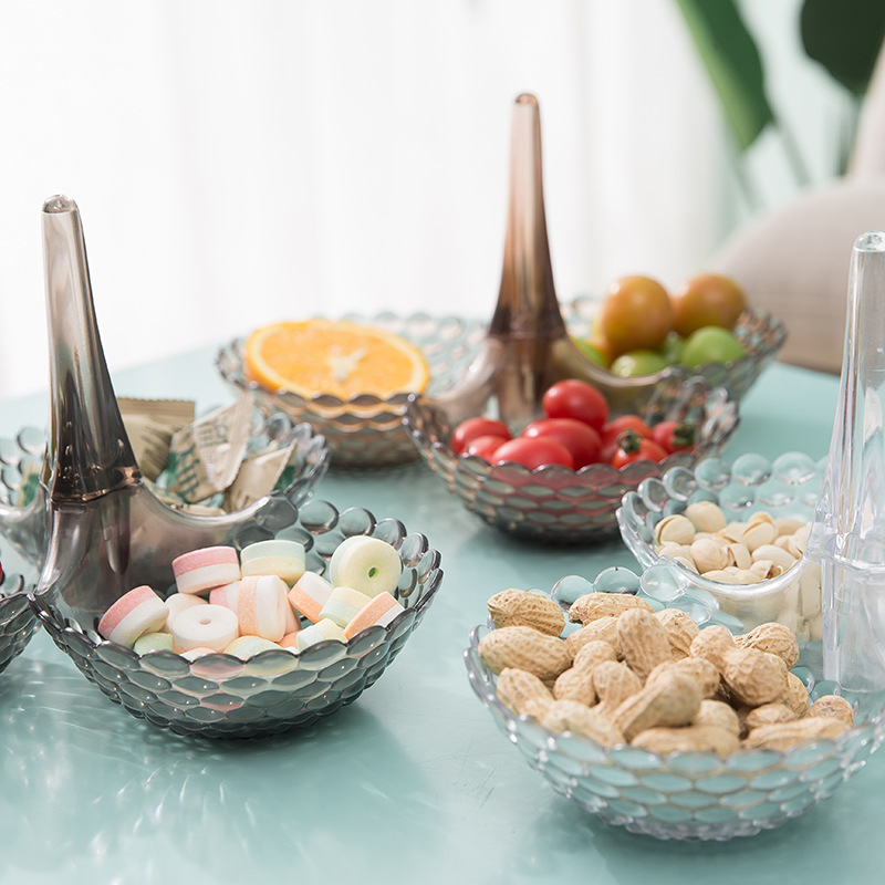 35823 European-style creative fruit platter, multi-layer stacked fruit platter, plastic living room coffee table, household candy platter, dried fruit box Application Scenario