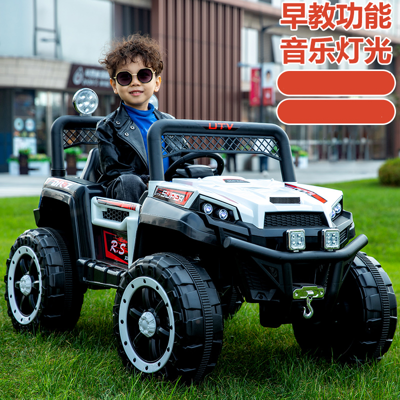 新款儿童电动车四轮越野车小孩婴儿可坐电动玩具车四驱摇摆早教车