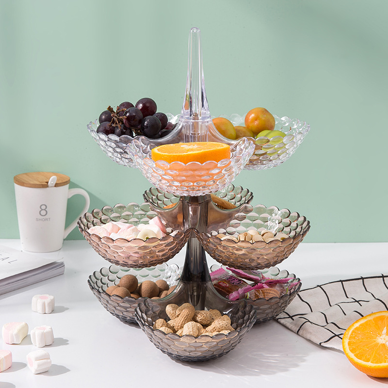 35823 estilo europeo creativo frutero bandeja de almacenamiento multicapa superposición frutero mesa de centro de sala de estar de plástico bandeja de dulces caja de frutas secas