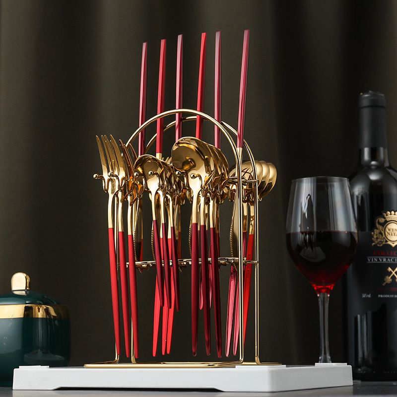 Portugal cross - border stainless steel western tableware steak knife, fork and spoon 24 gift box set