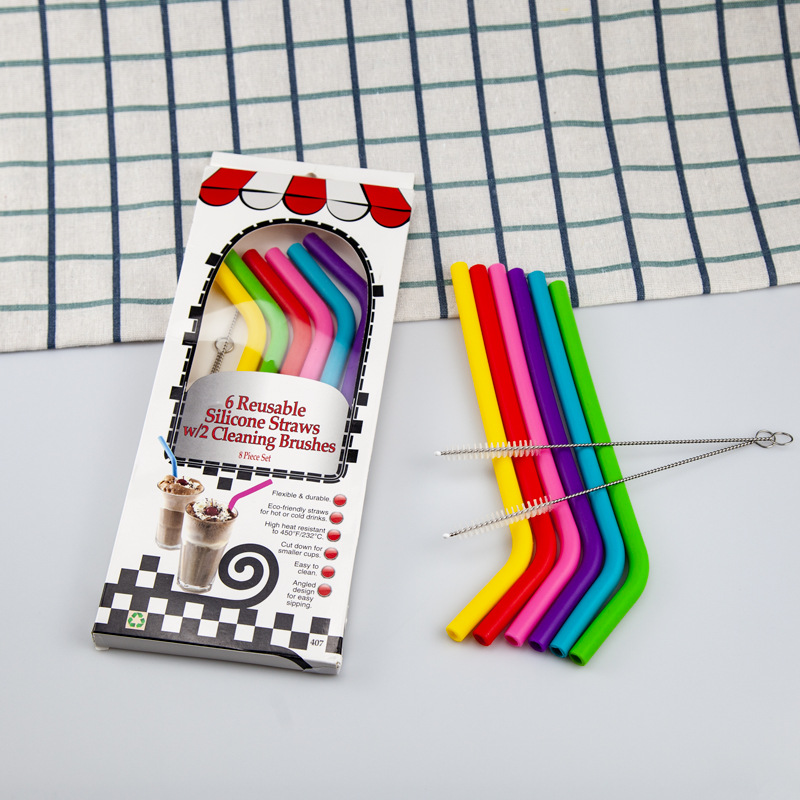 厂家直供硅胶吸管果汁奶茶饮料彩色创意可折叠吸管大号吸管