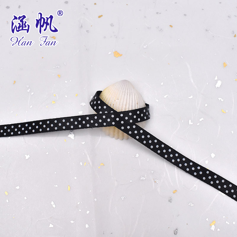Factory Direct Sales 3Min 1Cm Print Dot Ribbon Hand Flower Gift Printing Color Ribbon Ribbon Printing Polka Dot Specification drawing