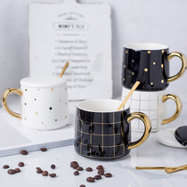 Nordic simple black and white geometric lovers ceramic mug home office coffee mug business casual gift water mug