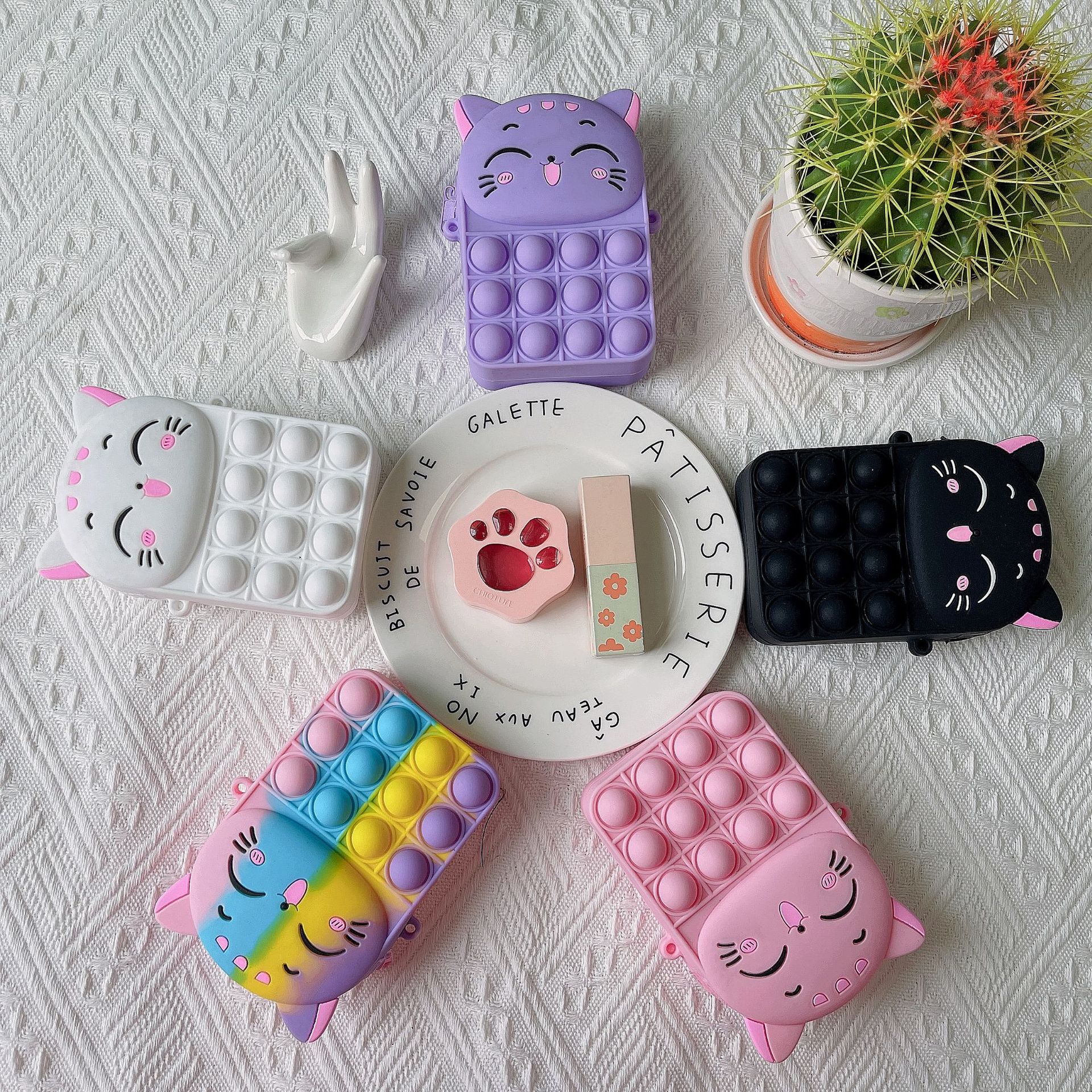 Cute cartoon children bubble cat card bag girl cute mini bag silicone