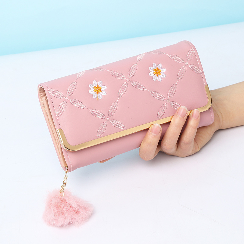 Cross-border hot simple ladies long purse 2022 new Daisy purse multi-card change mobile phone bag