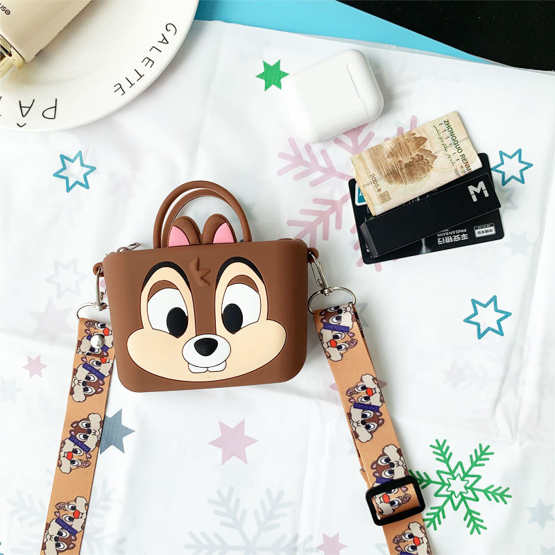 Dibujos animados lindo silicona portátil ojos grandes chippies niños tarjeta de cambio bolsa de las niñas cosméticos crossbody bolsa Specification image