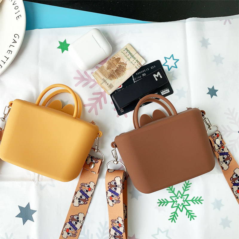 Dibujos animados lindo silicona portátil ojos grandes chippies niños tarjeta de cambio bolsa de las niñas cosméticos crossbody bolsa Item Picture