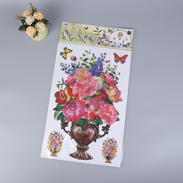 3D手工层层贴 精美花瓶装饰层层贴贴纸 墙壁装饰美化贴纸