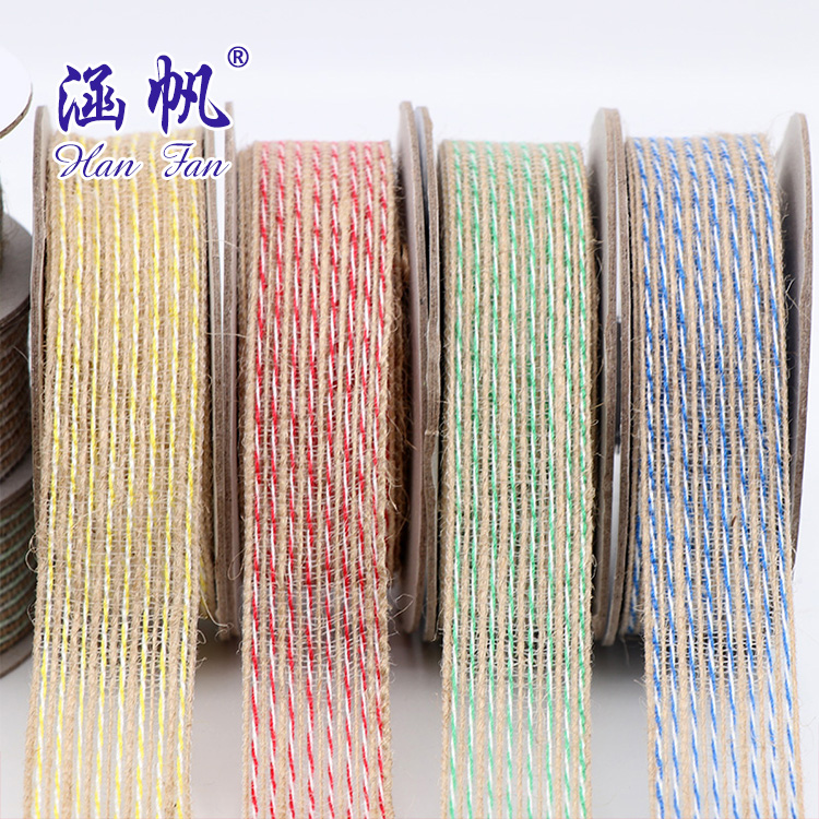Coloured linen roll DIY ribbon ribbon ribbon Christmas wedding party decoration ribbon flowers packaging tape thumbnail