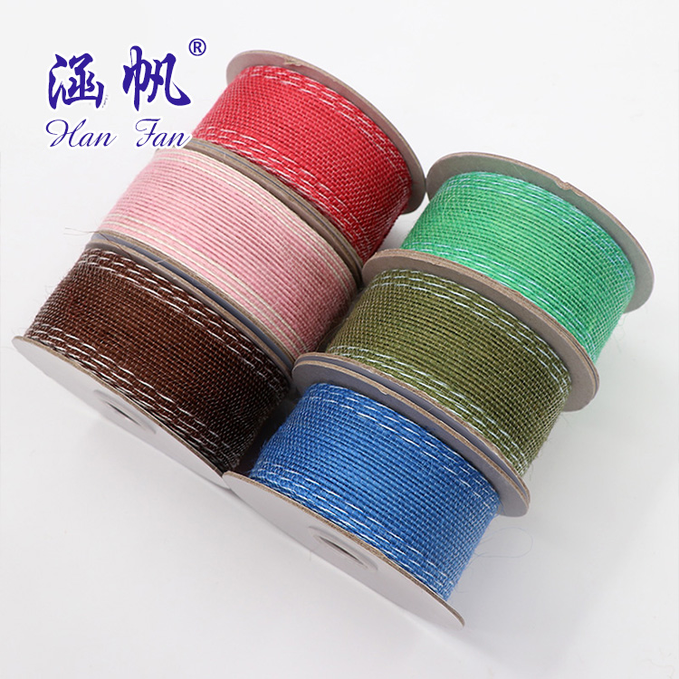 Multicolor jumper linen ribbon holiday wedding decoration ribbon bouquet gift box binding ribbon handmade bow accessories thumbnail