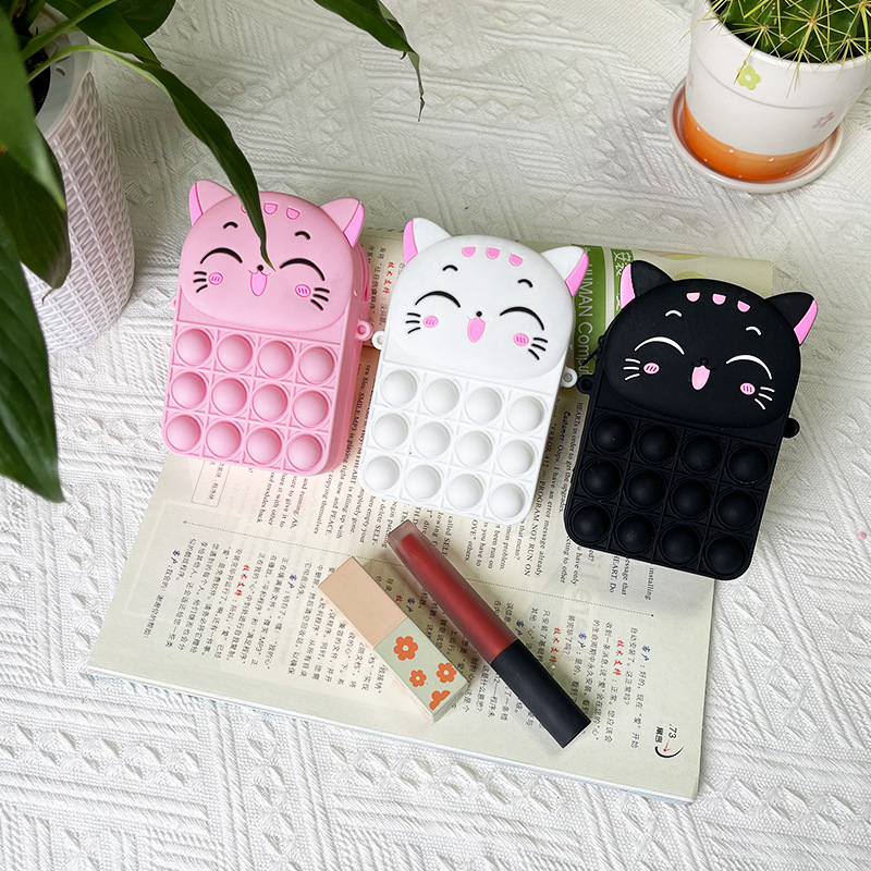 Lindo dibujos animados niños burbuja gato tarjeta bolsa niñas lindo mini bolsa de silicona Item Picture
