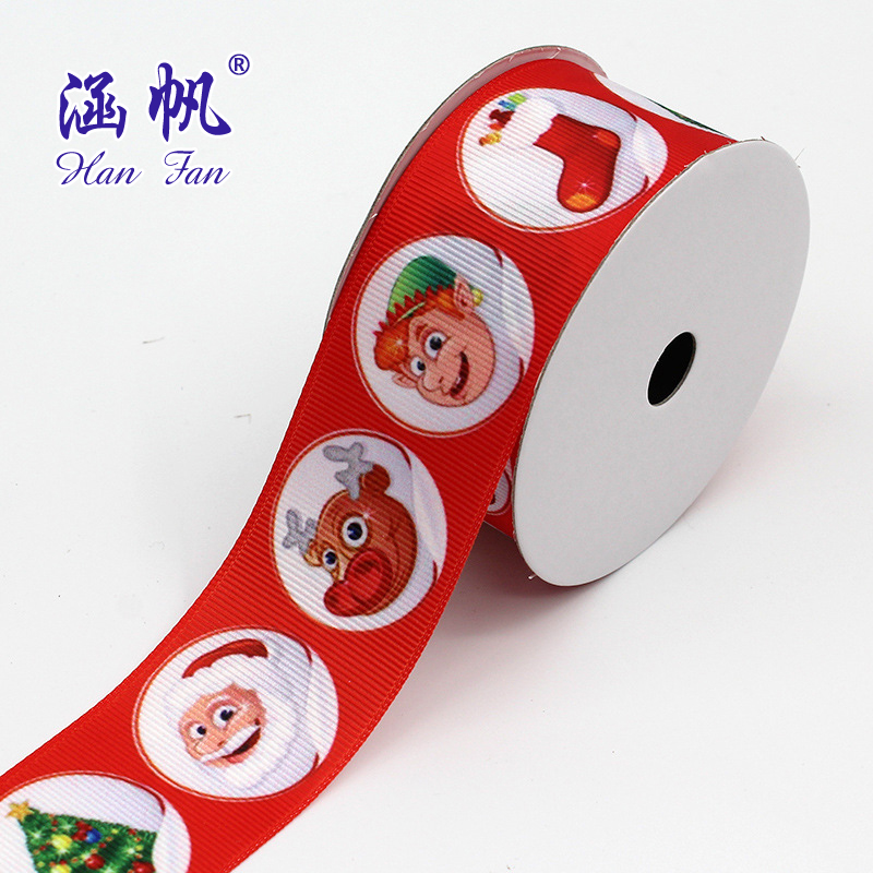 [Quick shipping] thickened ribbed ribbon printed ribbon Christmas ribbon custom printed logo ribbon stripe webbing