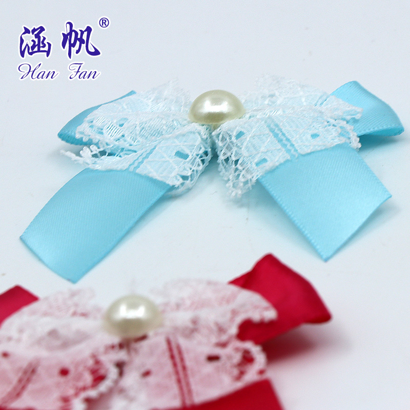 Pearl lace wound bow clothing accessories, high-end gift packaging, headwear, ribbon bow accessories Specification image