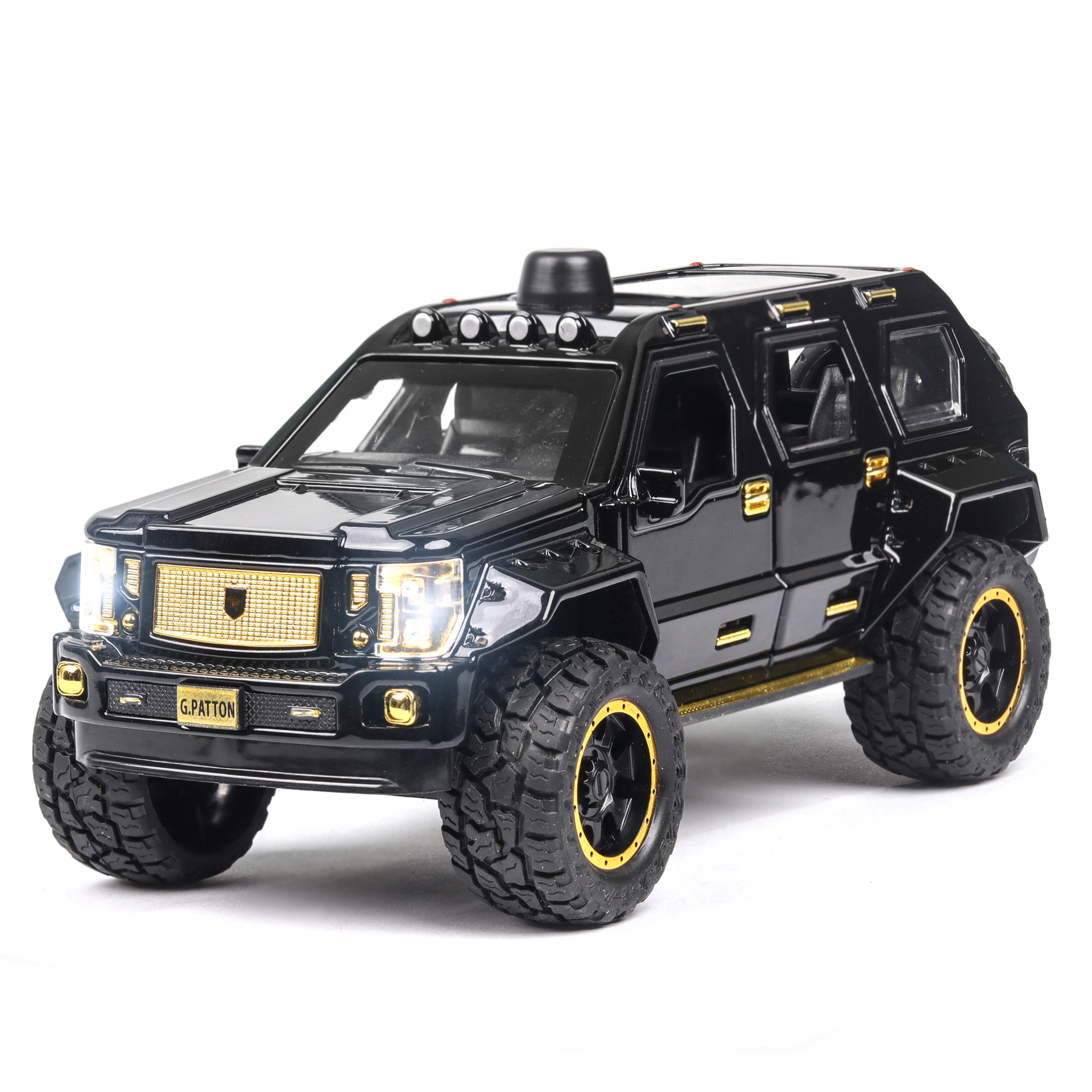 Alloy car model 1:24 George Patton Speed and off-road multi-driver with recoil lights and sounds Application Scenario