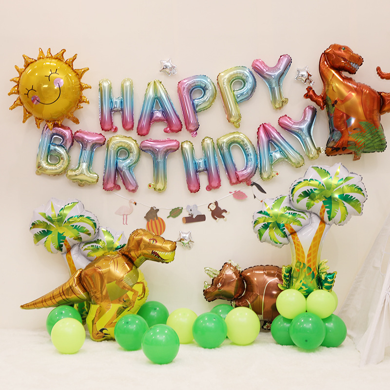 Children's birthday theme party combination cartoon aluminum film set happy Kindergarten stage decoration background balloon