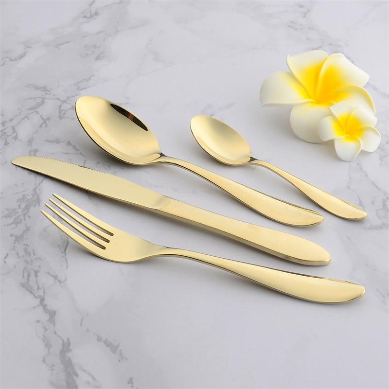 Source Factory Stainless Steel Knife, Fork And Spoon Set Gold Tableware Four-Piece Gift Box Set Stainless Steel Fork Batch