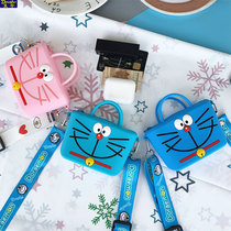 Japanese cute cartoon hand sting cat silicone children's change card bag girls cosmetics storage crossbody bag