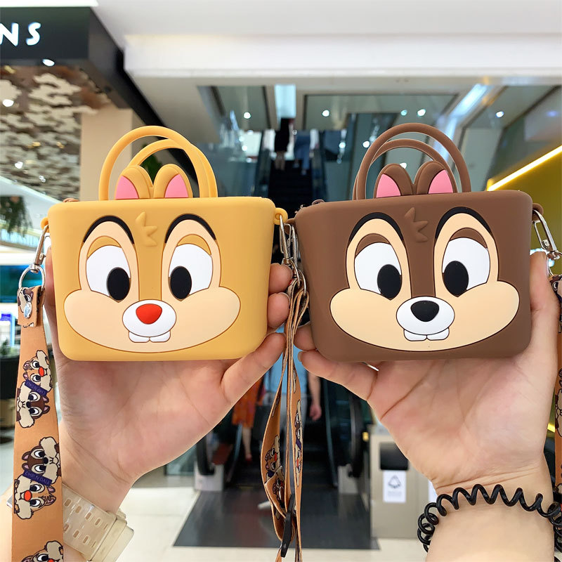 Dibujos animados lindo silicona portátil ojos grandes chippies niños tarjeta de cambio bolsa de las niñas cosméticos crossbody bolsa details Picture