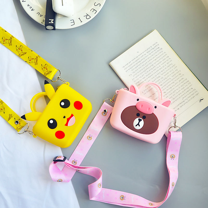 Cambio de silicona bolsa de dibujos animados pollos de mano ositos bolsa de tarjetas para niños bolsa de llaves bolsa de almacenamiento de cosméticos para niñas Specification image