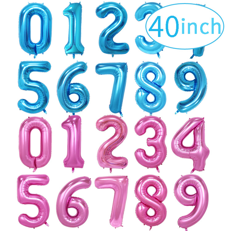 New slim 40 "blue pink digital balloon 90cm large floating wedding party helium balloon