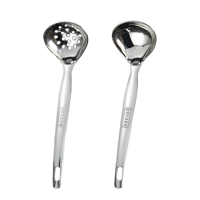 304 Stainless Steel Hot Pot Soup Spoon Colander Household Kitchen Soup Spoon Porridge Spoon Heart-Shaped Soup Spoon Thickened Colander Item Picture