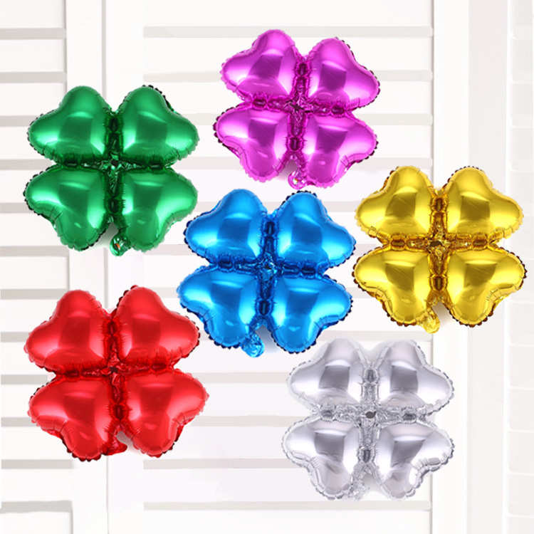 New Year opening celebration aluminum foil balloon heart-shaped four-leaf clover aluminum foil balloon Wedding arch decorated balloon