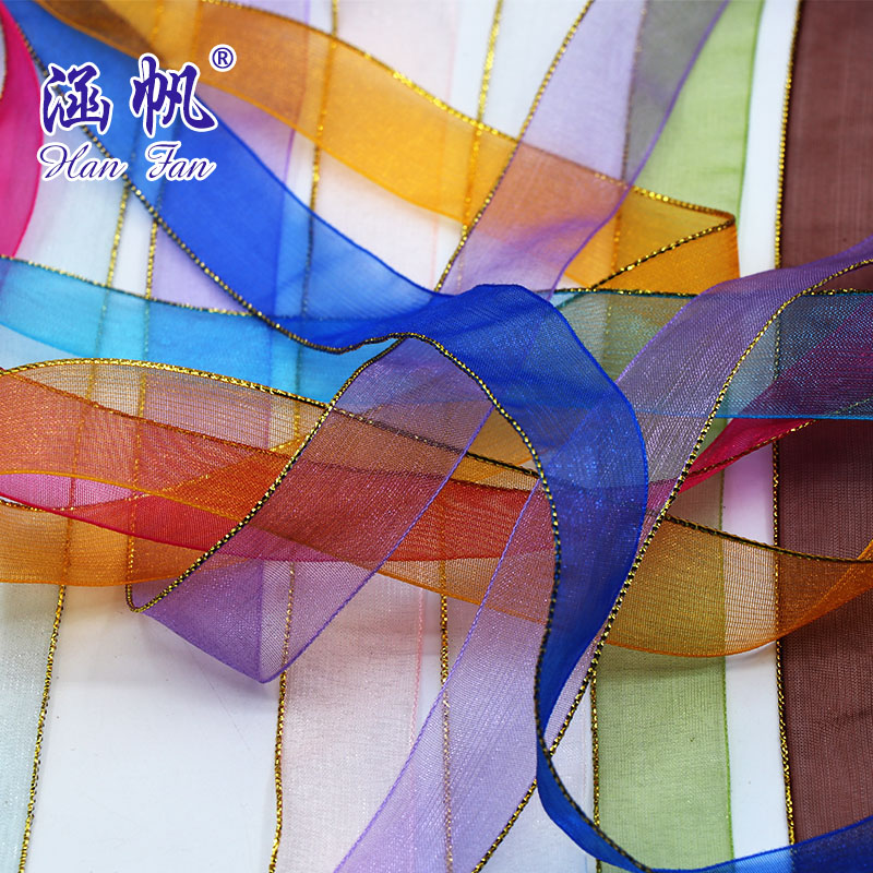 2cm color gilt-edged yarn with transparent ribbon wedding decoration DIY clothing accessories can be customized details Picture
