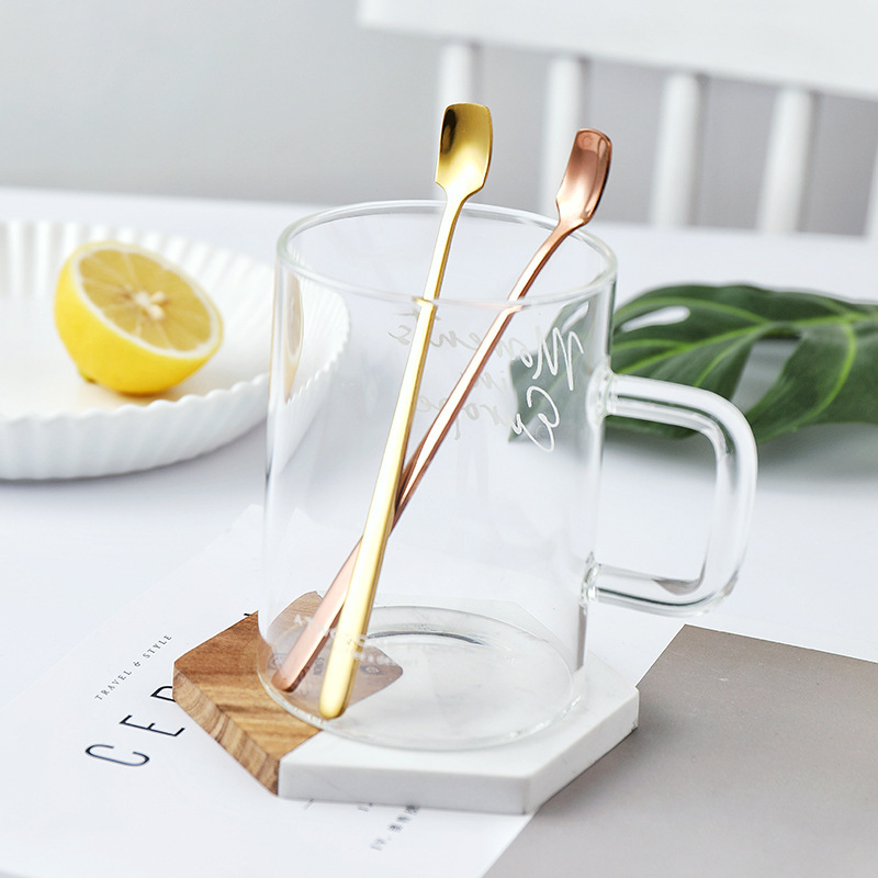 304 Stainless Steel Spoon Square Spoon Mixing Spoon Creative Long Handle Coffee Ice Spoon Honey Mug Matching Spoon Application Scenario
