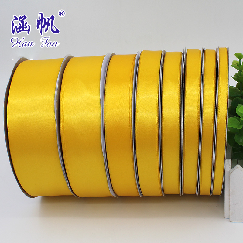黄色加密涤纶带缎带 尺寸齐全包装带婚庆丝带彩带发饰DIY织带详情图4