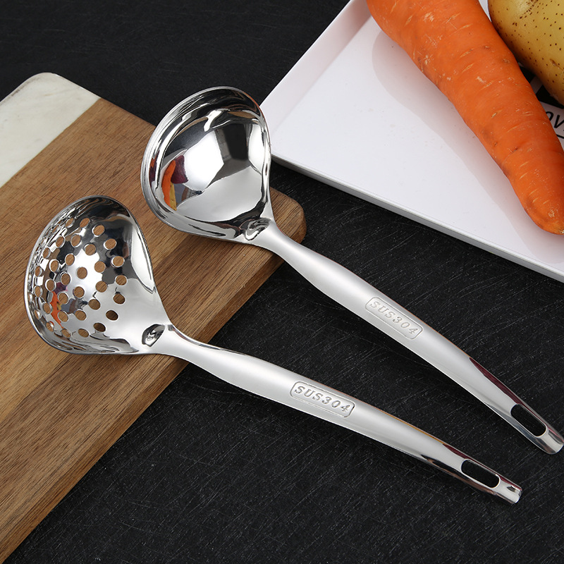 304 Stainless Steel Hot Pot Soup Spoon Colander Household Kitchen Soup Spoon Porridge Spoon Heart-Shaped Soup Spoon Thickened Colander