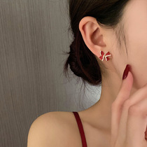 Cross-border hot selling temperament red series earring bowknot round bead set diamond earring bowknot pearl earring