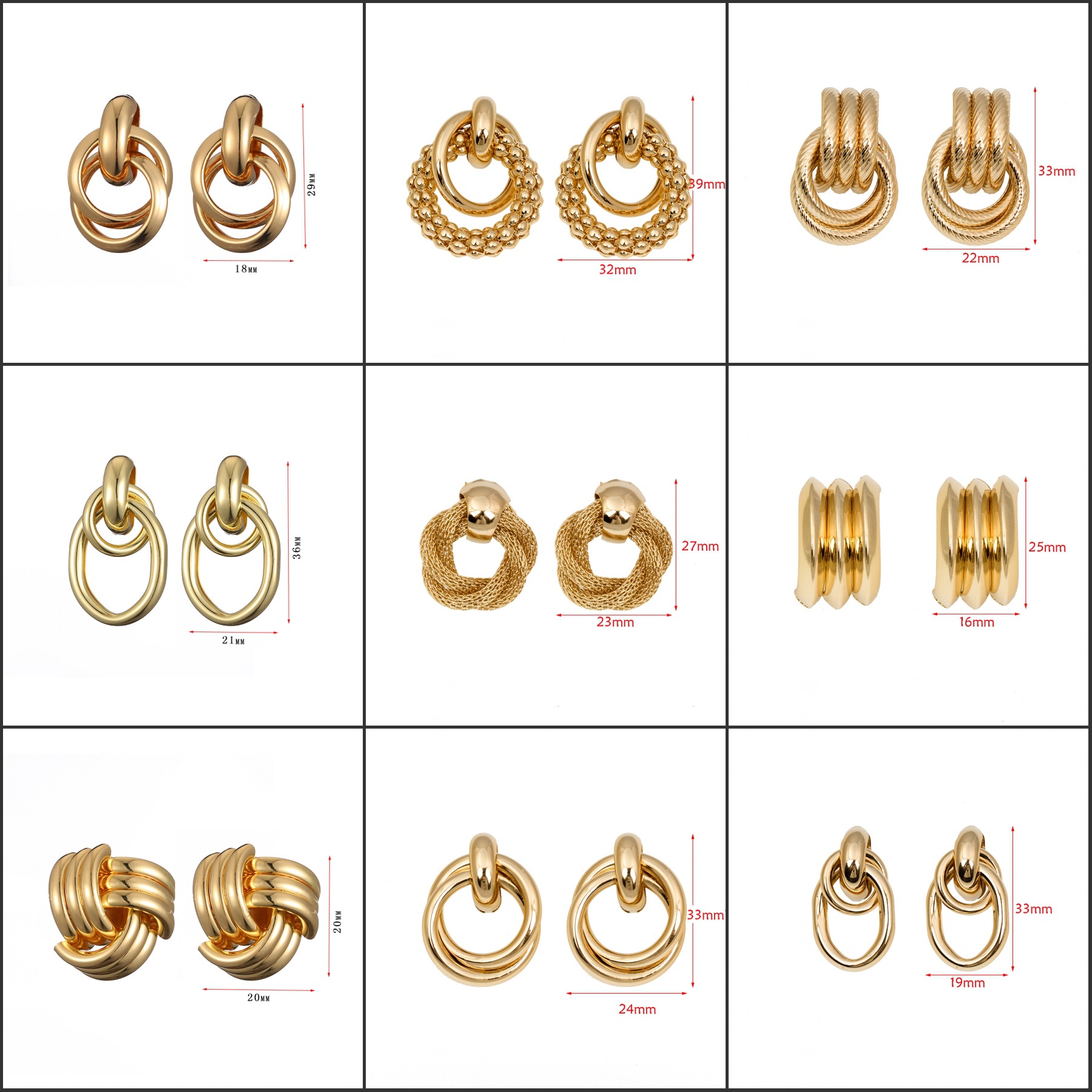 Cross-border earrings fashion cross iron pipe ring earrings female fashion cold wind foreign trade earrings manufacturers spot
