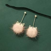Cute tiger plush ball earring 2021 Trendy South Korean earrings Fall/winter earrings versatile earclips without earholes