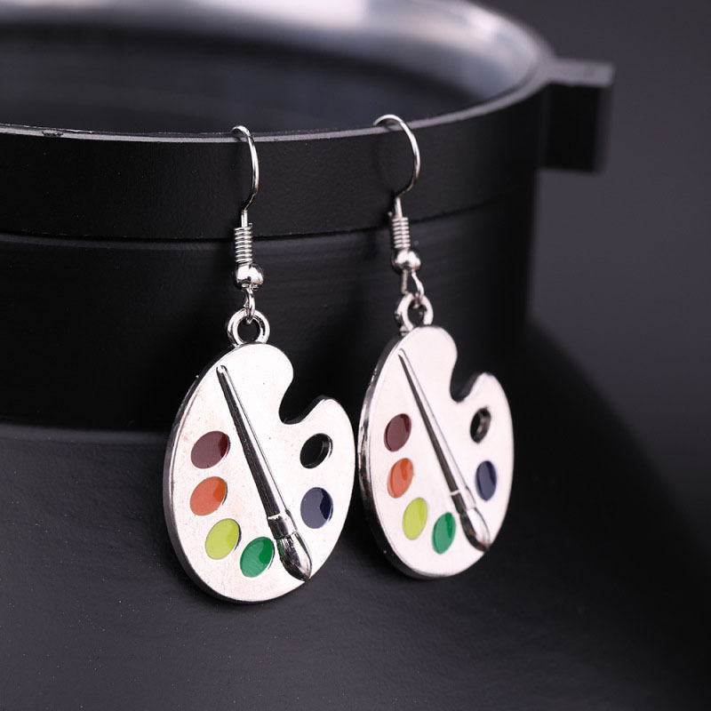 Europe and the United States new creative palette earrings pendant artist temperament earrings simple drop oil ear hook wholesale