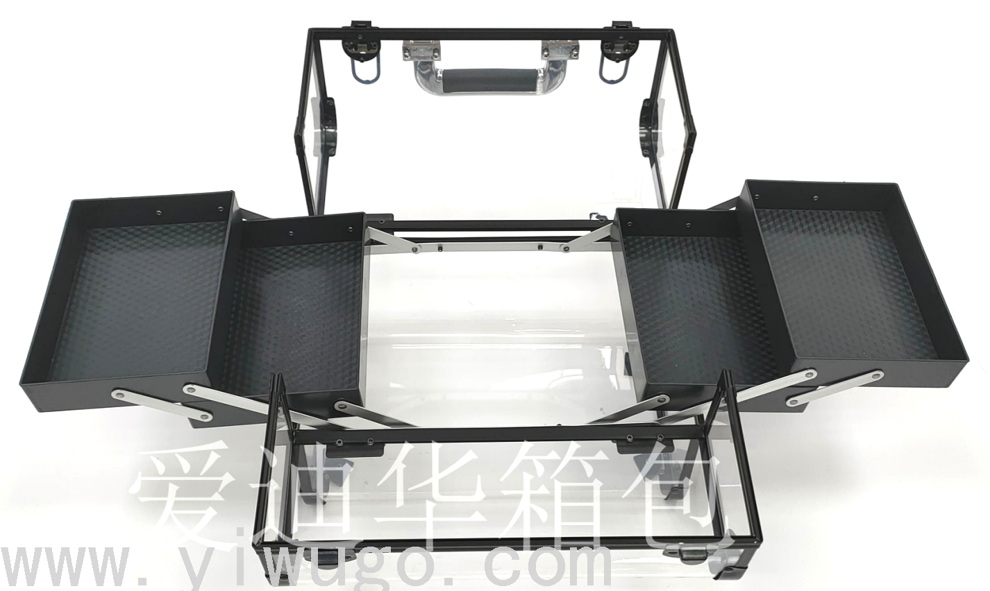 2022 New fashion bestseller Acrylic portable large-capacity makeup box, a multi-functional aluminum case specially designed for makeup artists Item Picture