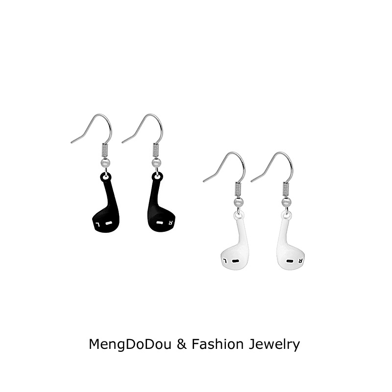 Japan and South Korea's new bizarre fashionable simple personality headphone head color ear hook fashion temperament funny modern earrings