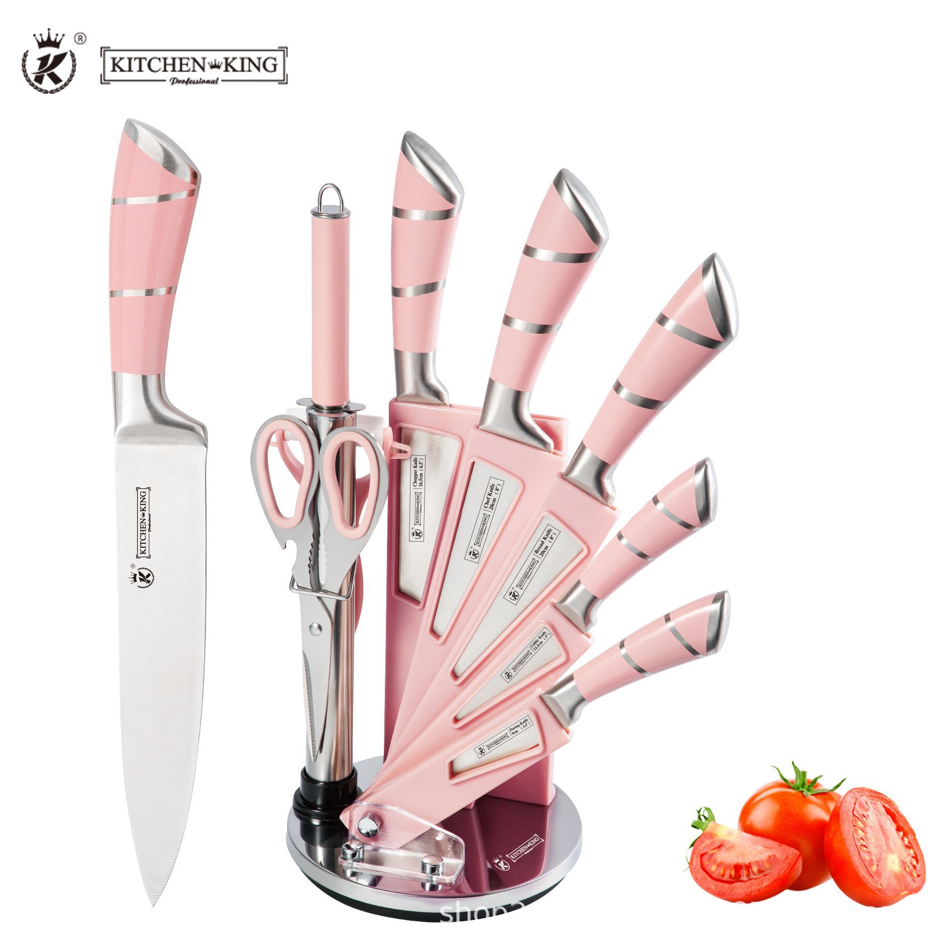 Kitchen stainless steel tool set hollow handle sleeve knife combination pink knife spot