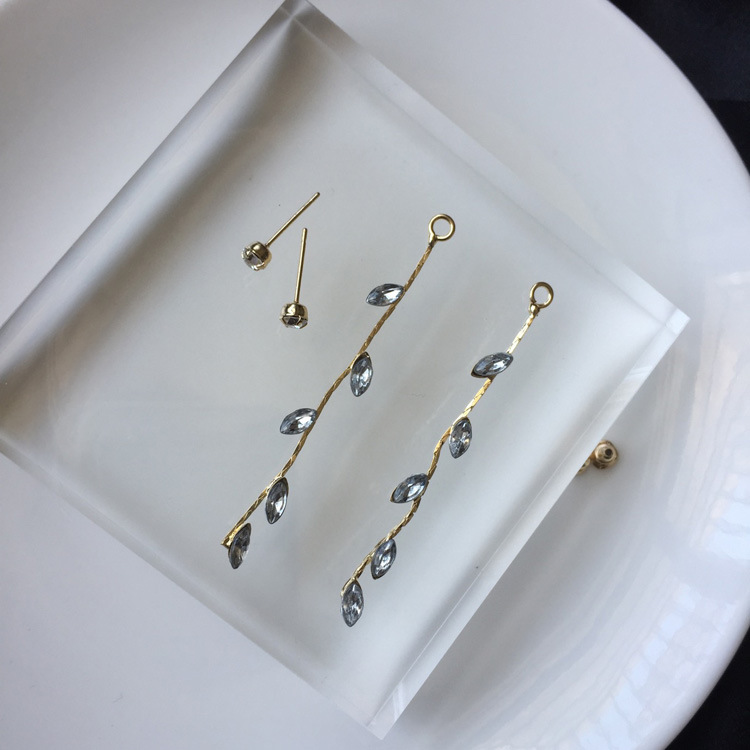 E1029 Simple lady lady, earrings, leaves, diamond tassel, earrings, earrings for lady