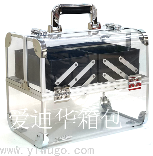2022 New fashion bestseller Acrylic portable large-capacity makeup box, a multi-functional aluminum case specially designed for makeup artists Specification image