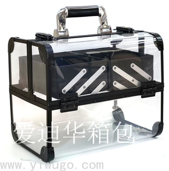 2022 New fashion bestseller Acrylic portable large-capacity makeup box, a multi-functional aluminum case specially designed for makeup artists details Picture