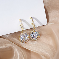 Silver needle, long style, tassel, round, studded with diamond-studded metallic earrings, fashion, atmosphere, super fairy fairy earrings