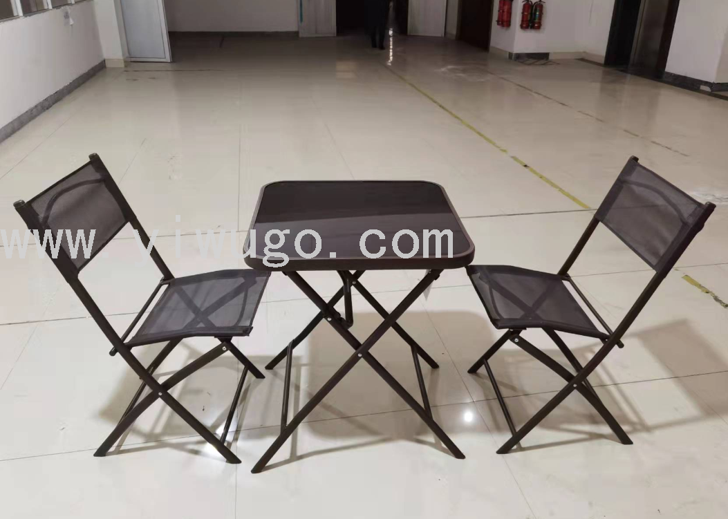 新款玻璃桌椅折叠三件套户外桌椅组合休闲阳台室外三件套现货